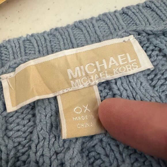 MichaelKors Women’s Blue Knit Sweater Size OX (XL) Cotton Blend Preppy Style - Picture 8 of 12